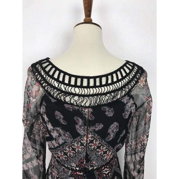 Jessica Simpson Multicolor Print Crochet Trim Handkerchief Hem Dress - Picture 8 of 11